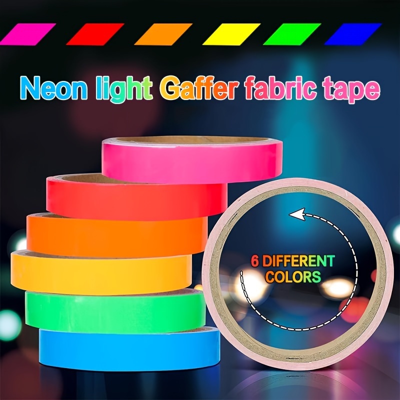 Whaline 6 Colors Neon Gaffer Cloth Tape Fluorescent Uv - Temu