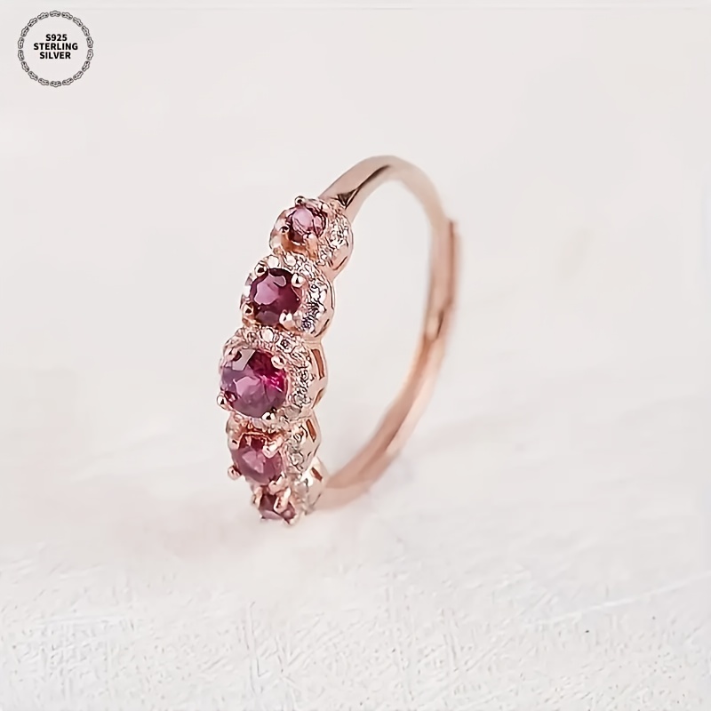 TEMU This Ring Features 925 Silver With Natural Purple Garnet, Offering An Elegant And Stylish Design Everyday Wear, Special Occasions, And As Trendy