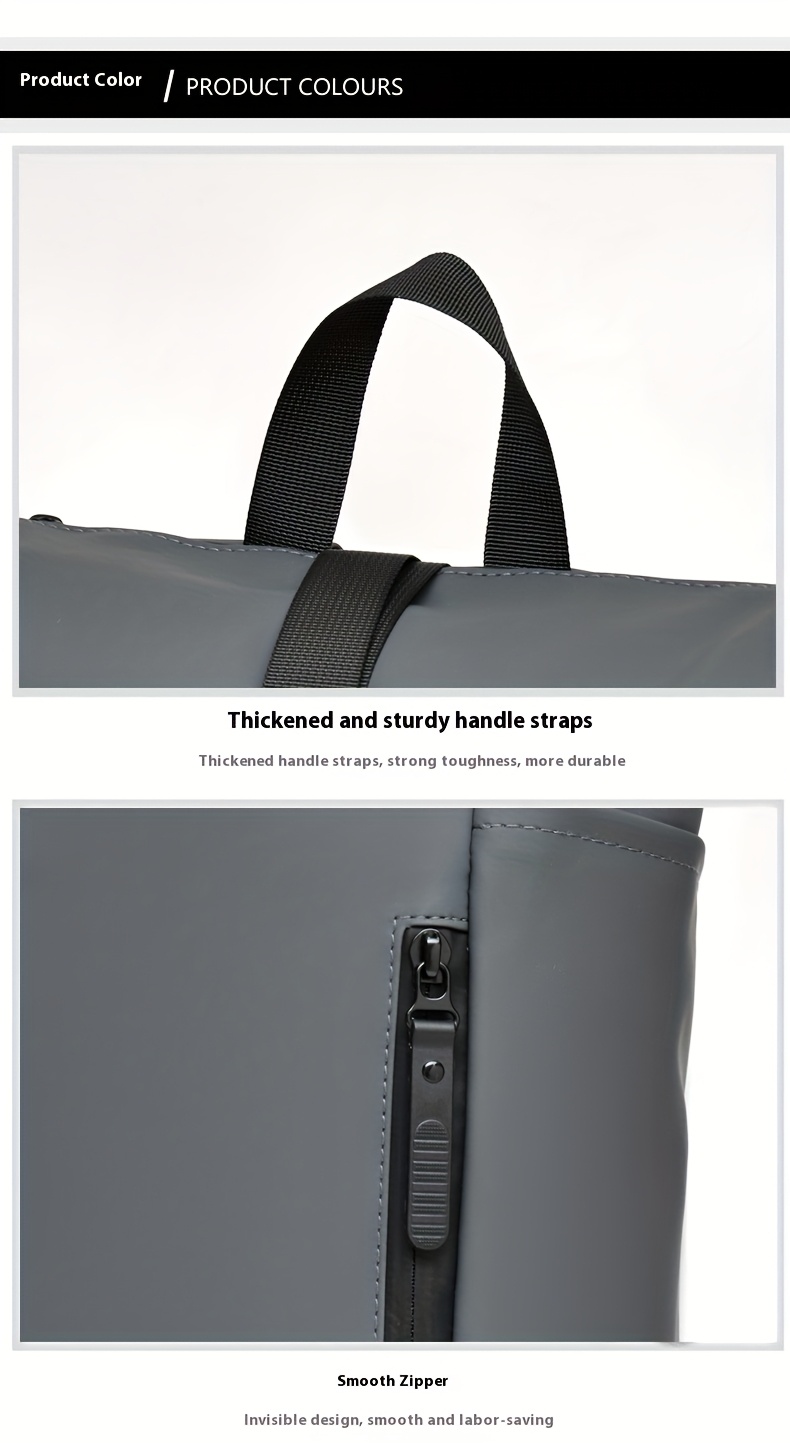 1 Large-Capacity Flip-Top Men's Backpack with Separate Laptop Compartment, Durable PU Material, Adjustable Shoulder Straps, Suitable for Commuting and Outings in Multiple Scenarios