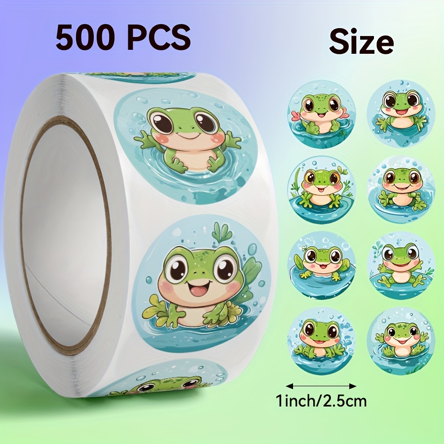 Image of 500pcs Of Cute Frog Stickers Featuring Adorable Animal Designs And Cartoon Patterns, Suitable For Crafts, School, And Training Supplies