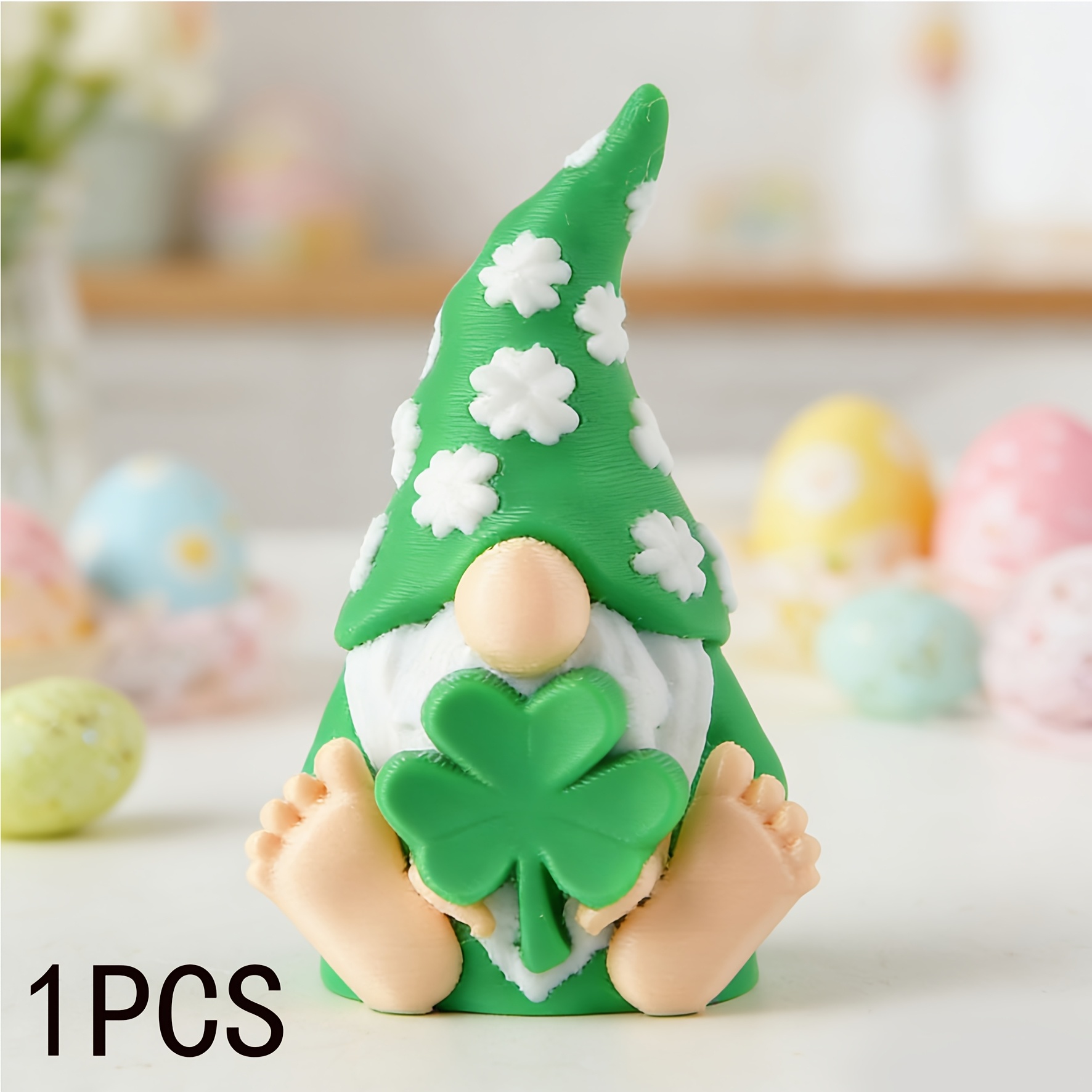 Image of 3d Printed Shamrock Gnome Figurine, Adorable Green Gnome, Suitable As A Creative Gift For 's Day, Mother's Day, Christmas, And Birthday Parties, For Indoor/outdoor Decoration And Car Ornament