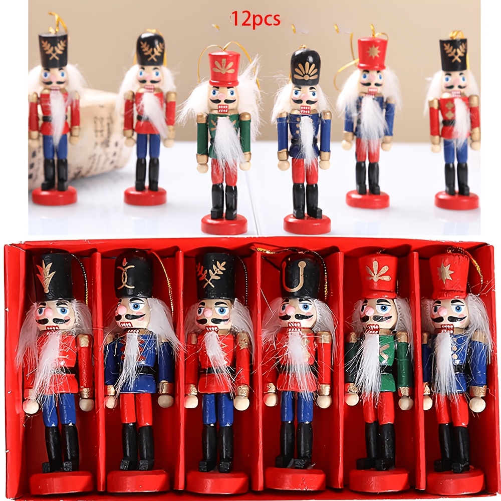 TEMU 12pcs Nutcracker Puppet Figurines, Mini Statue Ornaments, Desktop Decor, Holiday Gift Accessories, Home Decoration, Christmas Tree Ornaments,