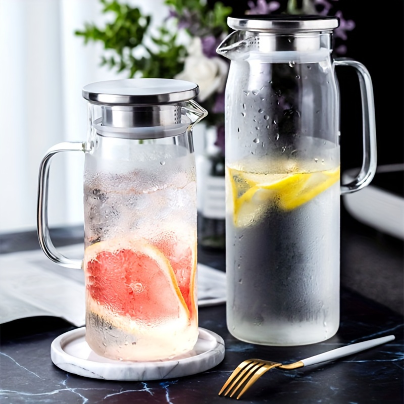 Carafe Eau Verre Moyouno Carafe À Eau En Verre Avec Couvercle, Pichet À Jus, Carafe En Verre Borosilicate Avec Pichet Verre Avec Couvercle