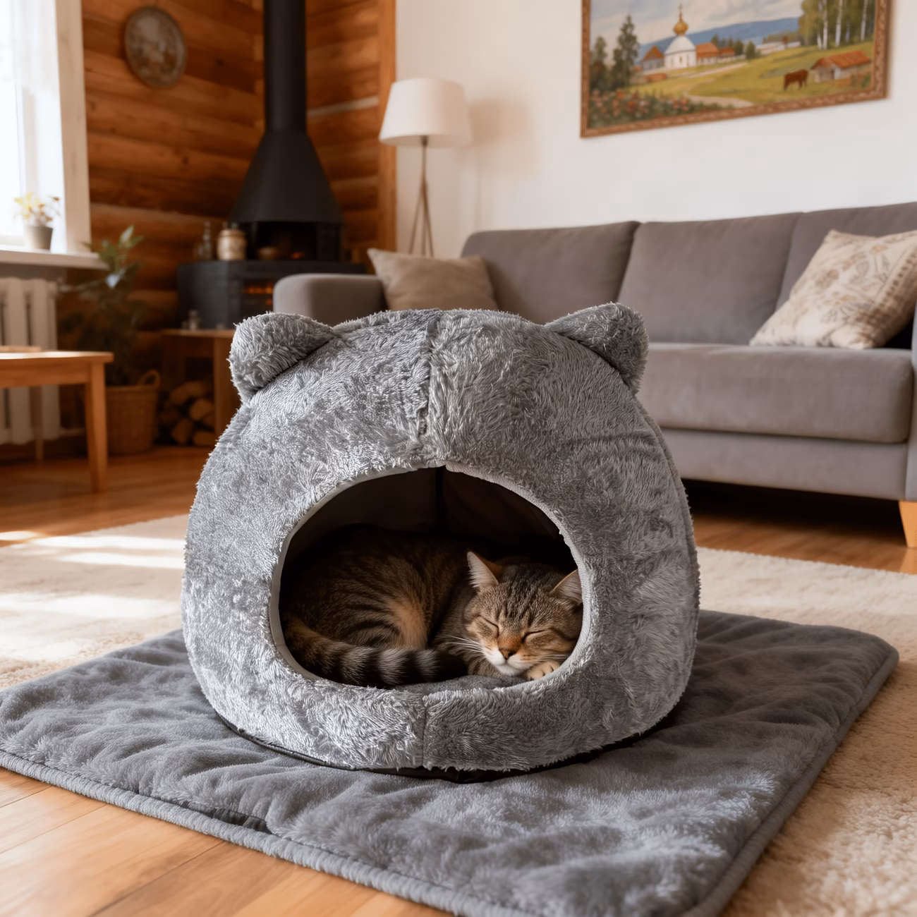 adorable owl shaped cat bed suitable for cats small dogs non slip base soft comfortable pet house with stylish indoor bed for kittens and puppies no cozy hideout for decor Product details 9