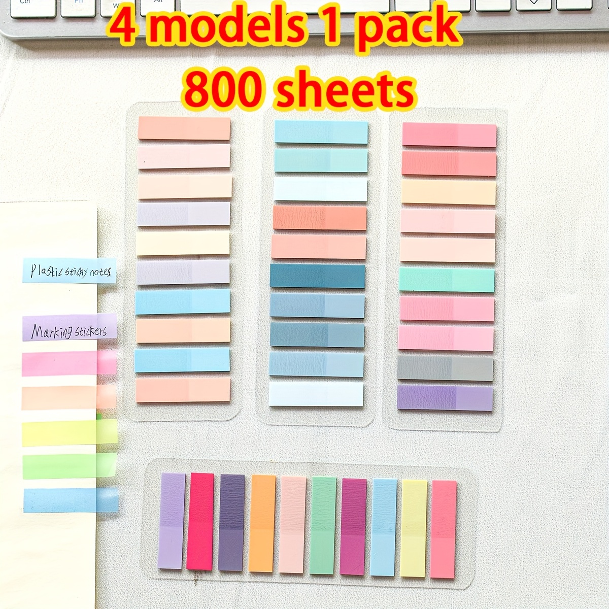 

4 Styles In A Pack, Totaling 800 Pet Sticky Notes, Waterproof Translucent Index Stickers, Writeable Sticky Notes, Classification Stickers In Various Small Pieces And Colors