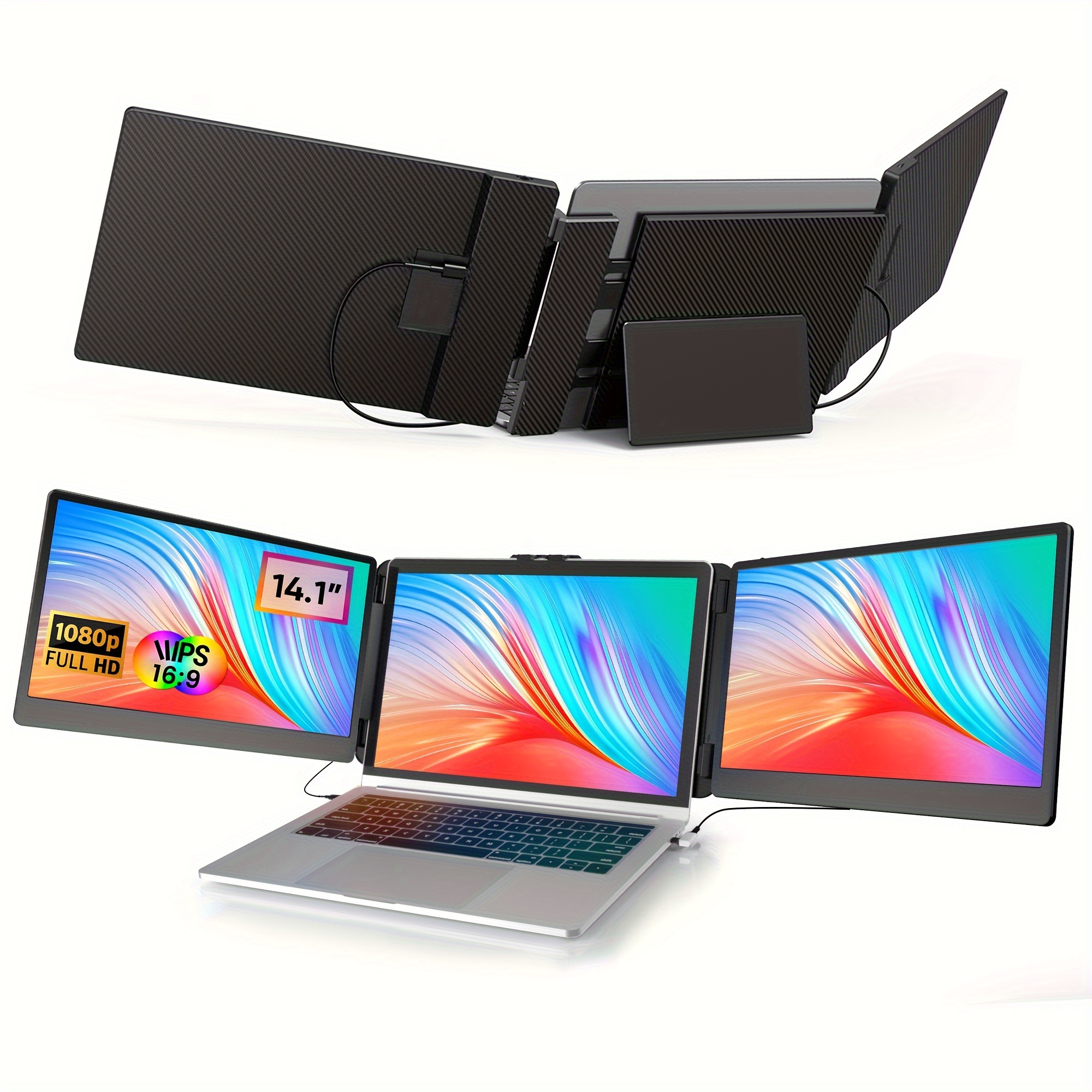 

Laptop Screen Extender, 14.1" Fhd 1080p Ips Laptop Monitor Extender Triple Screen, Portable Monitor For Laptops 13-16.5" With Usb-c Port, For Windows/mac//switch/ps5