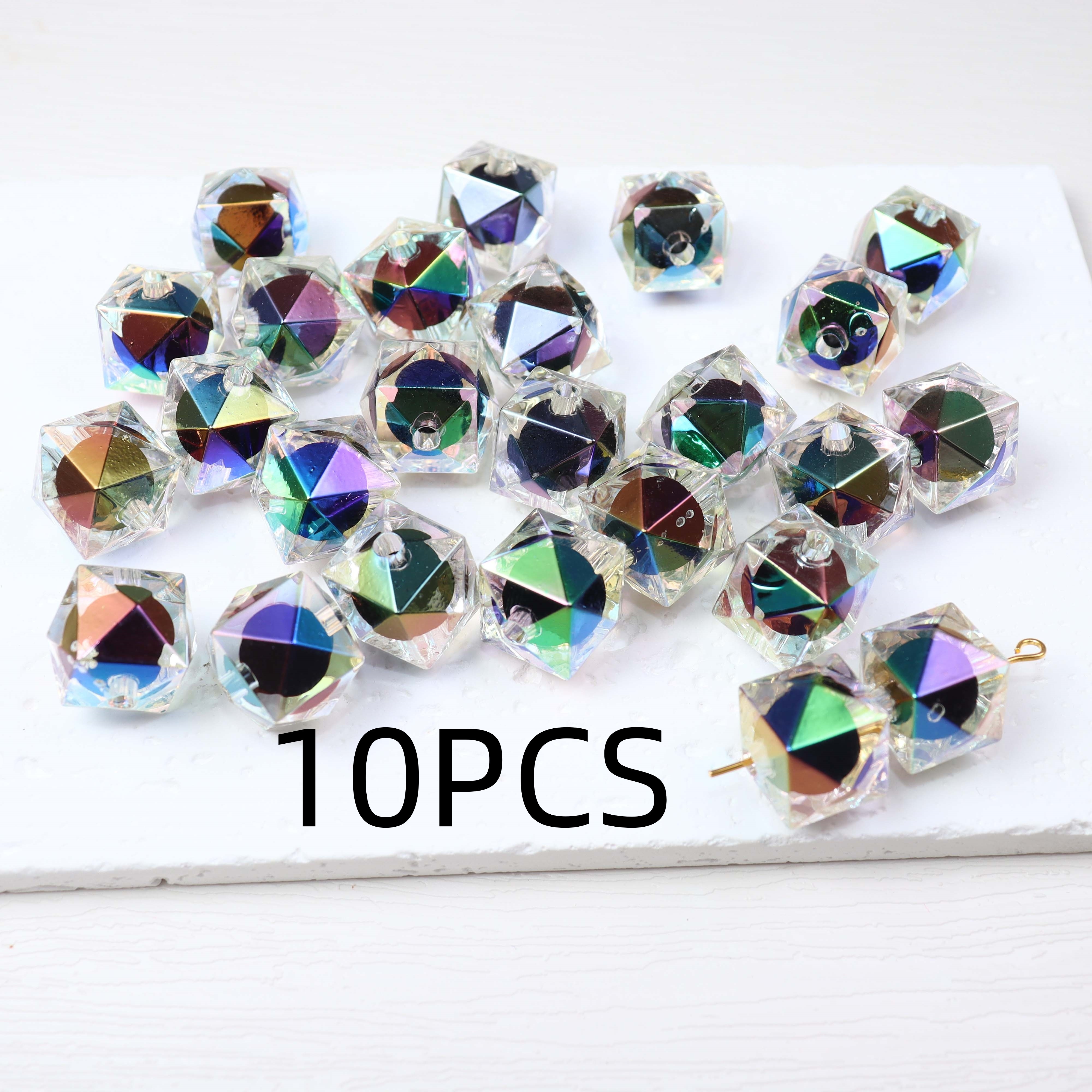 Acrylic Uv Plated Unique Beads Straight Hole Loose Beads - Temu