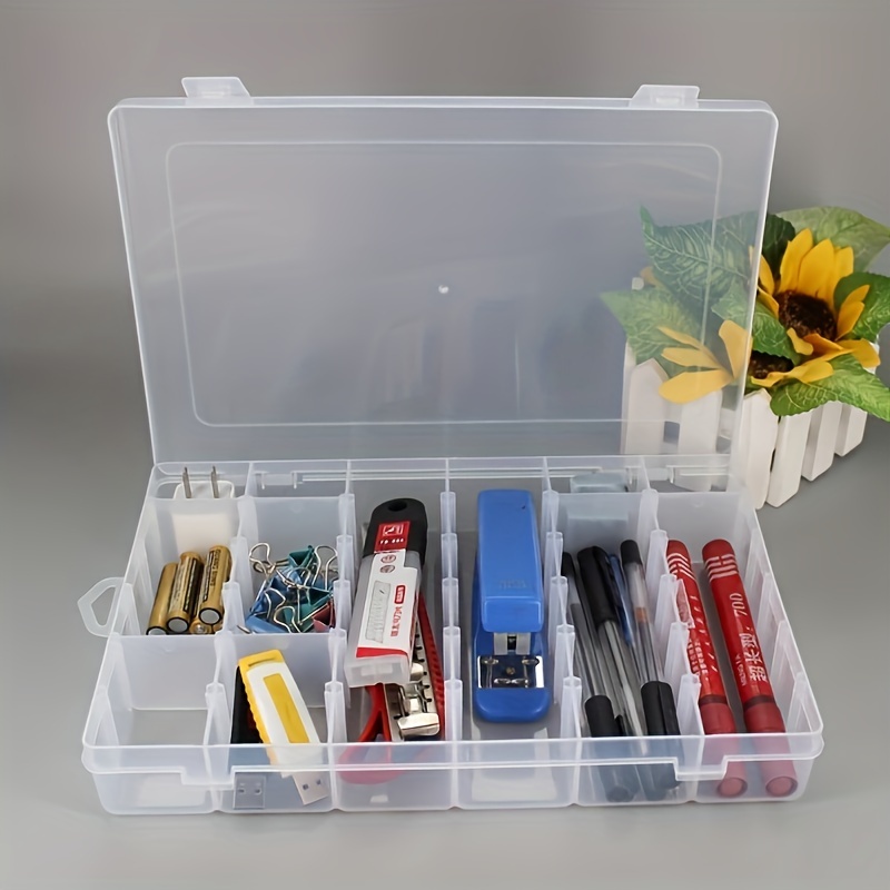 

24-compartment Removable Clear Plastic Organizer Box With Lid, Pp Material, Multi- Storage Case For Hardware, Tools, And Fishing Accessories