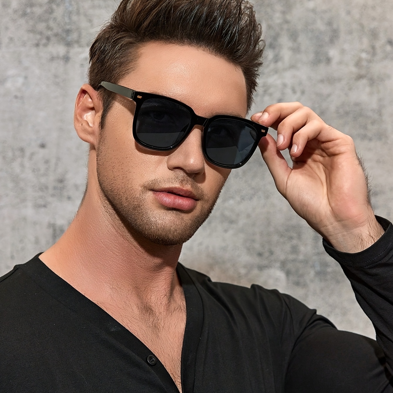 Image of 1 Pair Fairmarry Men's Protection Full-rim Square Sunglasses With , Classic Minimalist Frame Suitable For Driving, Beach, Music Festivals, Travel & Outdoor Activities - Full-frame Coverage For Glare