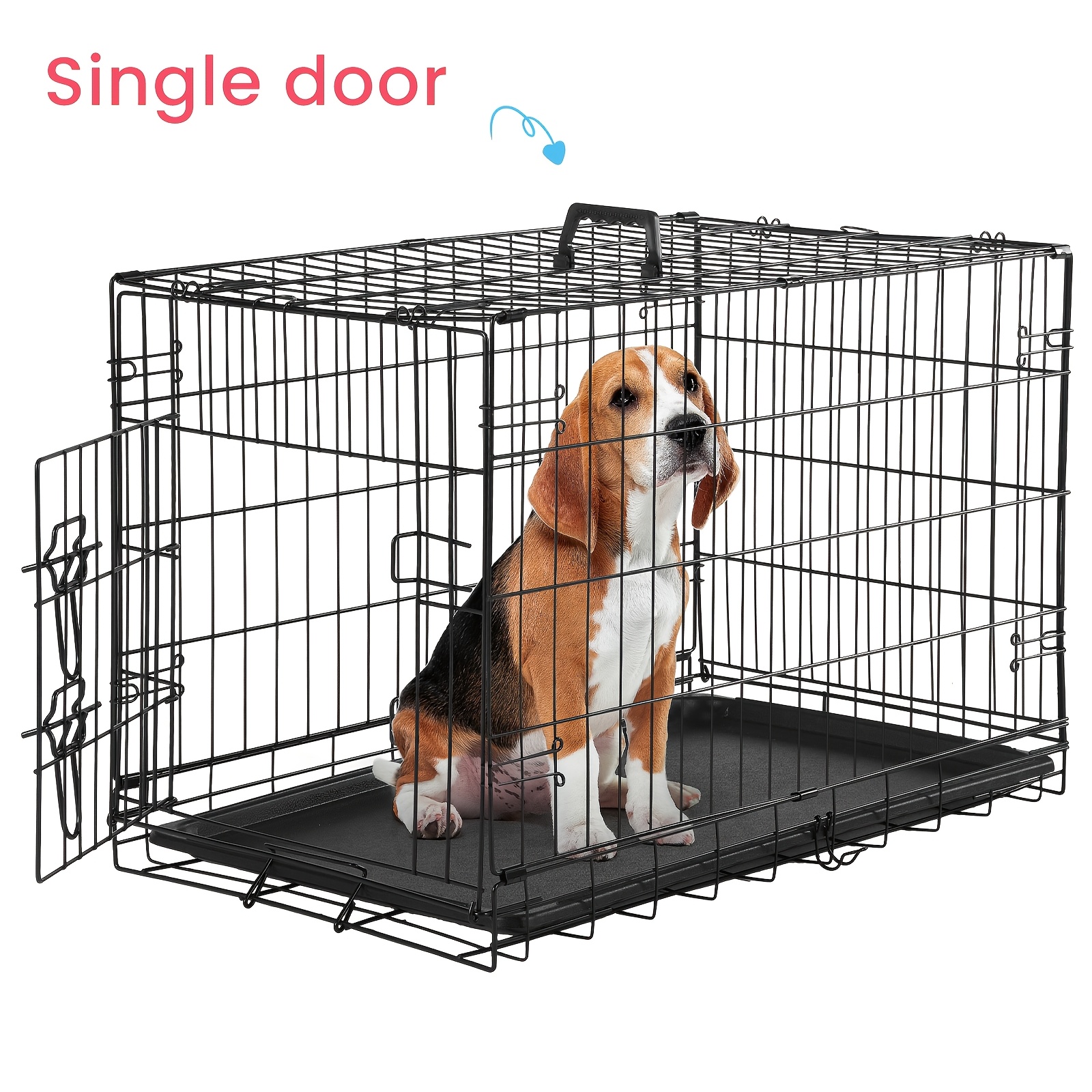 TEMU Antonia Dog Crate With Divider Panel Double Door, Folding Metal Wire Dog Cage With Plastic Leak-proof Pan Tray, Pet Kennel For Indoor, Outdoor,