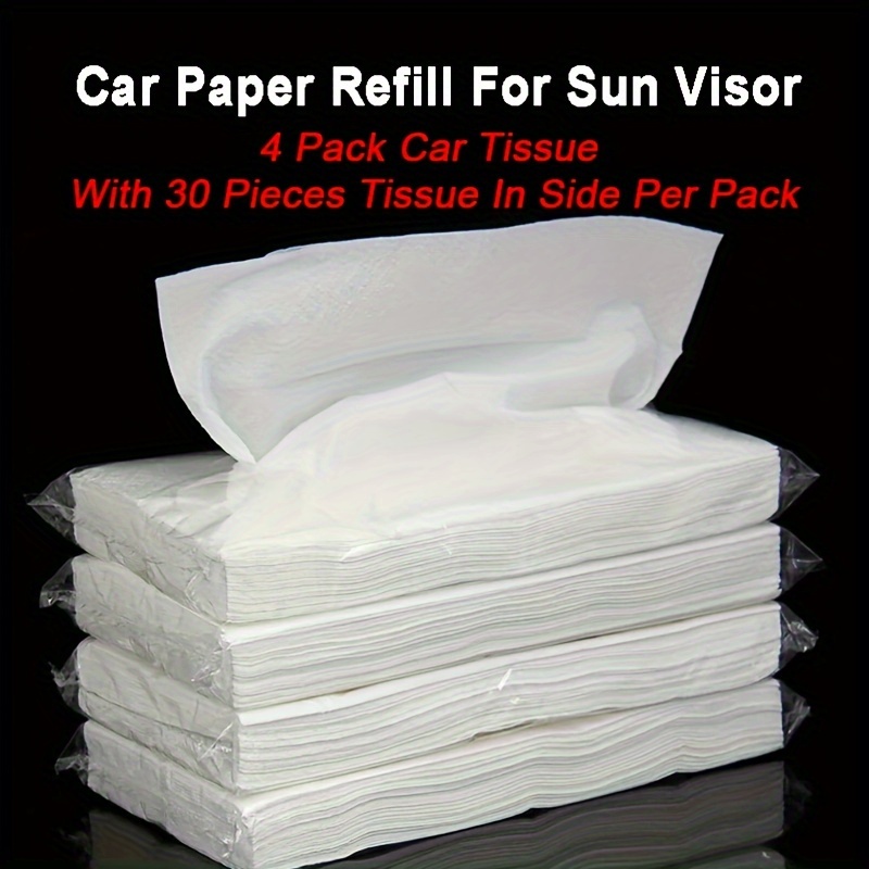 

4- Car Tissue Refill, Each, Compatible With Tissue Clips, Paper Material