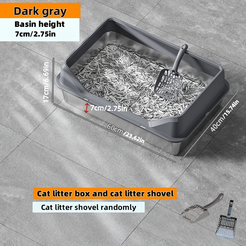 TEMU Extra Large Stainless Steel Cat Litter Box With Random Scoop - Heavy-duty , Easy To Clean, Multiple Sizes For Indoor/outdoor Use - Durable