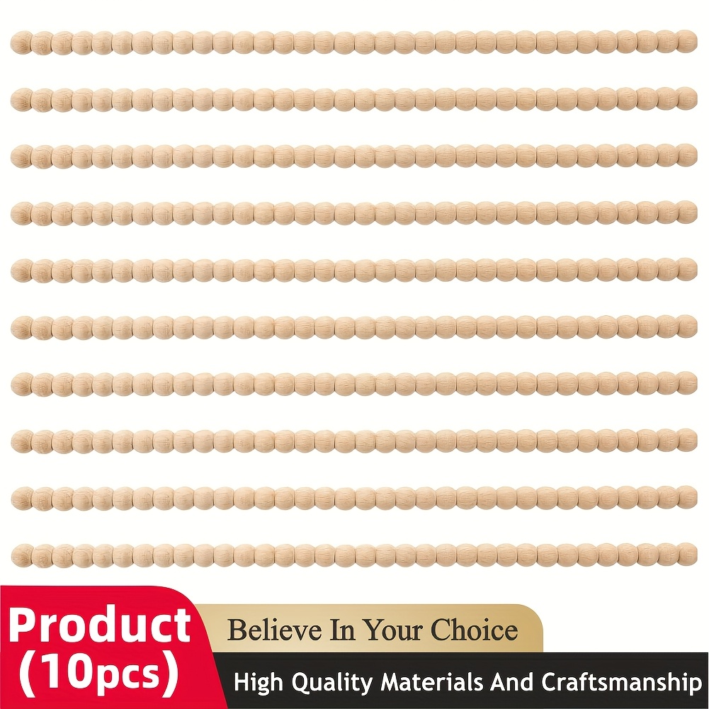TEMU 6pcs/10pcs Beaded Bars - Semi-circular Spool Trim, Unfinished Wood Pin Bars For Home Decor, Cabinetry, Furniture & Paneling Projects, Rustic