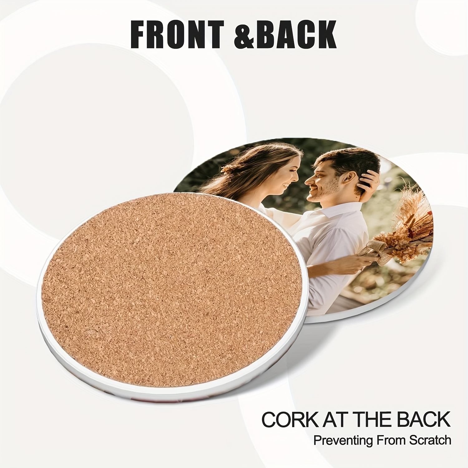 Custom Photo Coasters – Personalized Ceramic Coasters With Your Image & Text, Cork Back, Square Or Round Set