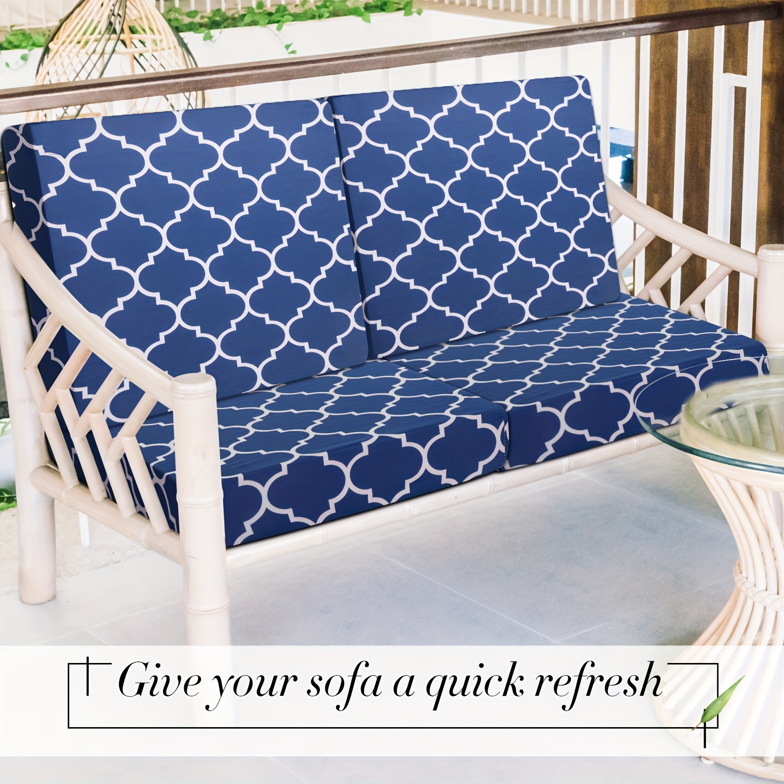 8pcs patio stretch sofa cushion covers stripe outdoor Temu