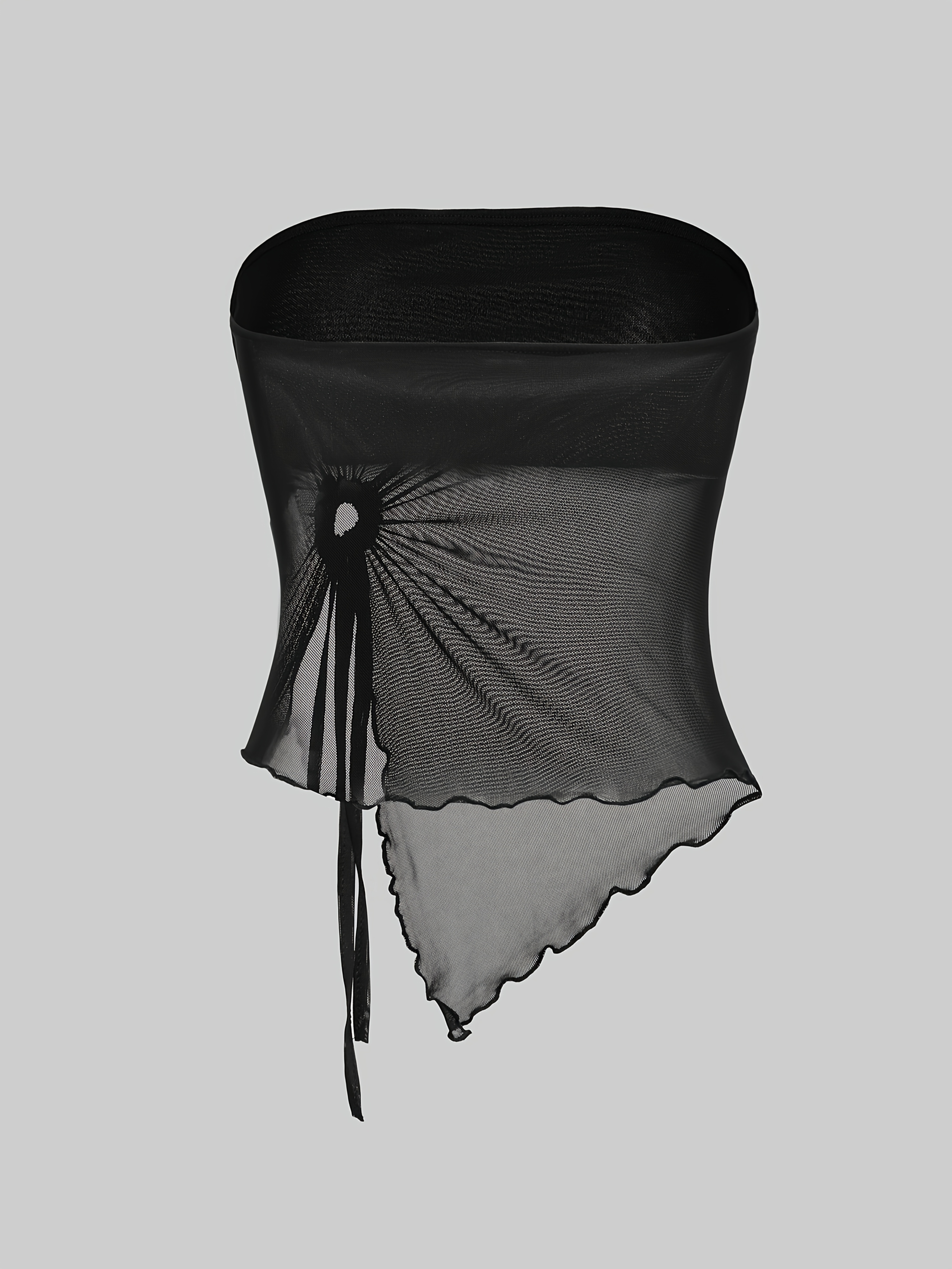 Y2K Asymmetrical Hem Strapless Top with Ruched Detail & Side Tassel - High Elasticity Burgundy Solid Color Women's Fashion Top for All Seasons, Casual Outfit, Trendy Style, Soft Material, Stylish Blouse, Women