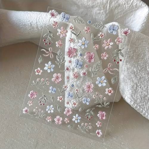 colorful flower nail stickers 3 pattern self back reusable and suitable for womens nail