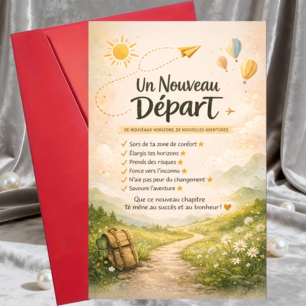 TEMU 1 carte de vœux avec enveloppe, avec une française, pour de nouveaux , parfaite pour une remise de diplôme, un nouveau travail, un déménagement