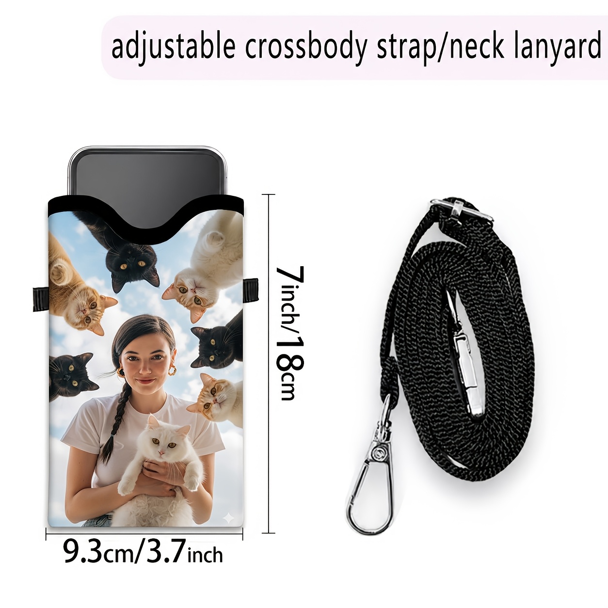 TEMU 1pc Customizable Photo Adjustable Strap Phone Pouch, 2d Flat Print, Suitable For All Phones—stylish Daily Commuter Bag, Unisex, Perfect Gift For