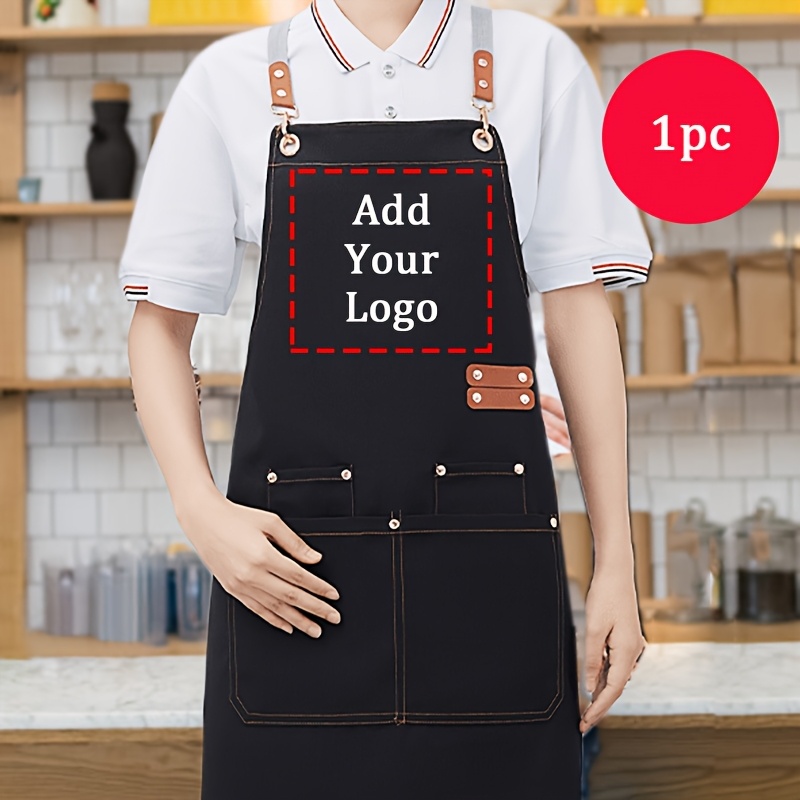 E-shop 1 Stück personalisierbare schwarze Leinenschürze mit 4 – Individuelle Kochschürze für Grillen, Basteln & Feiern – Langlebiges Polyestergewebe –
