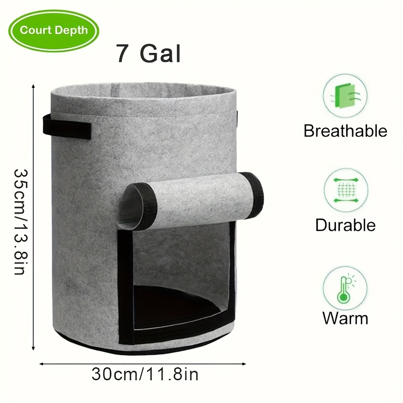 TEMU 2 Pack Heavy-duty Potato Grow Bags Suitable For Potatoes, & Vegetable Gardening - 7 Gallon Non- Fabric Planters With Handles, Lightweight