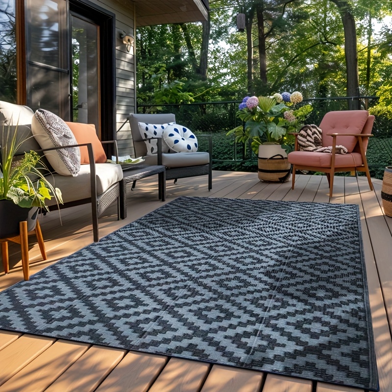 1pc reversible outdoor mat outdoor use only made of polypropylene material foldable with double sided design suitable for rv patio camping backyard and picnic lightweight and portable easy to clean spring summer