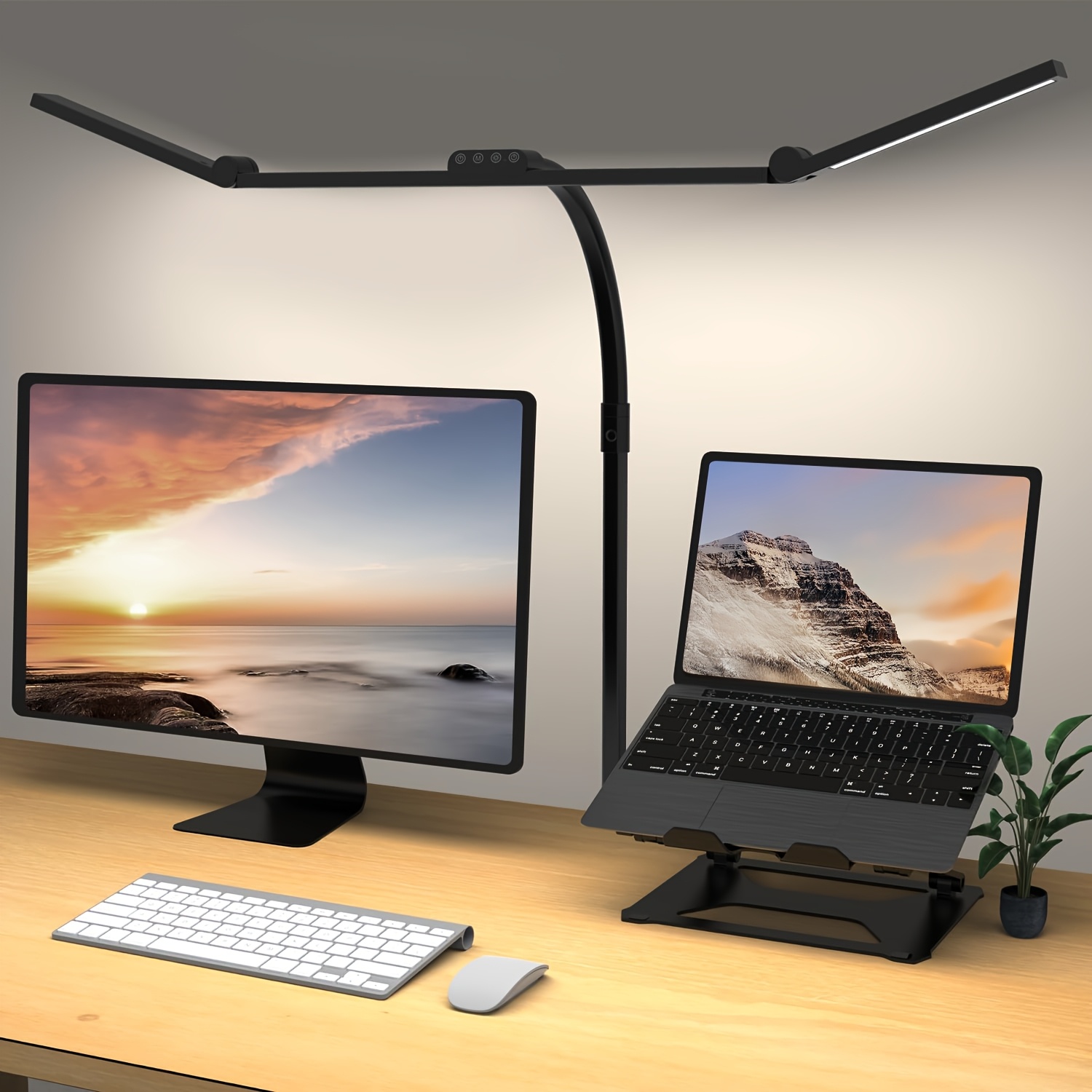 3 Light Bar Gooseneck Desk Lamp With Clamp, 3000k-6500k Color Temperature, Smart Adjustable Swing Arm Rotating Table Light For Home Office, Reading, Study, Crafting