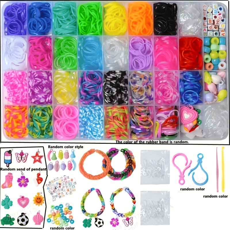 TEMU Kit de fabrication de bracelets à tisser 2800 pces/boîte, kit de fabrication de bracelets à élastiques pour S, recharge d'élastiques pour à