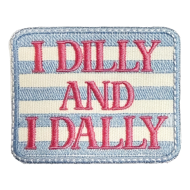 TEMU 1pc I And I Embroidered Patch Iron On Sew On Blue Fabric Badges Funny Sarcastic Quote Applique For Backpacks Jackets Hats Craft