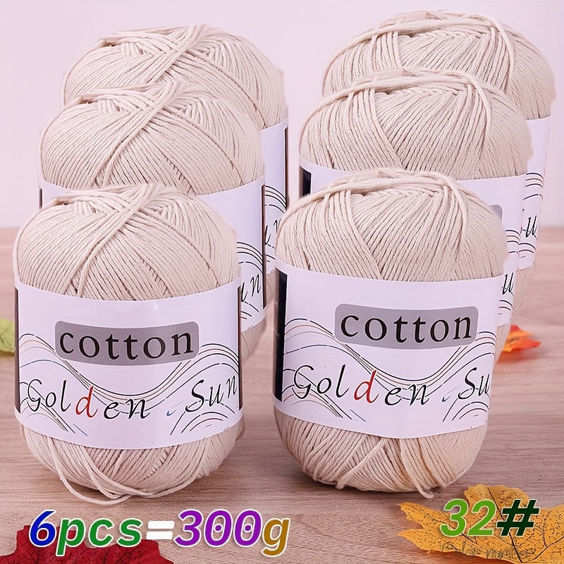 Image of 300g 1 Large Pack Of Cotton Yarn, Medium Fine All-cotton Crochet Thread For Handmade Diy Knitting, Sweaters, Vests, Hats, And Small Blankets. Cotton, 1pc = 6 Skeins = 300g