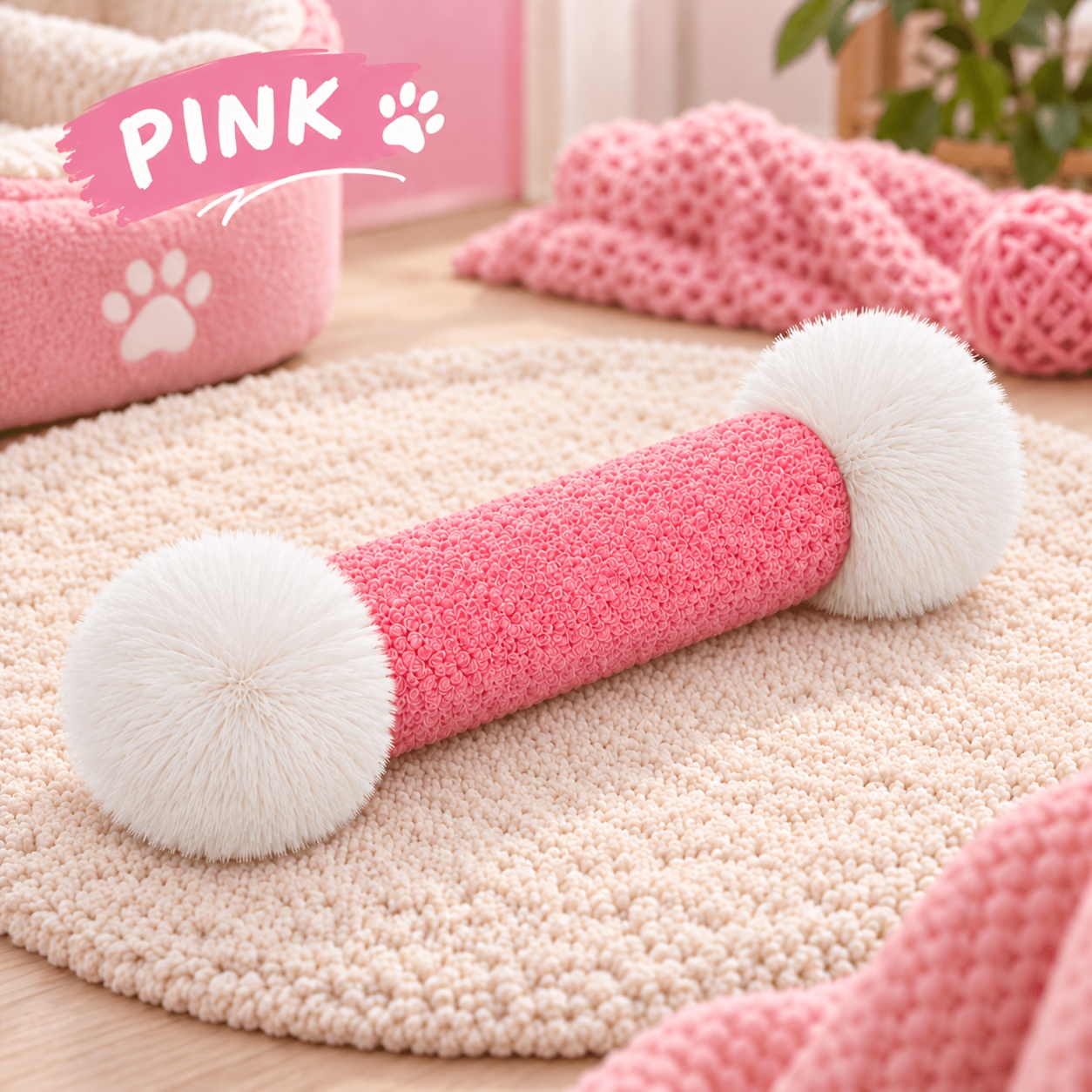 TEMU Jumbo Cat Pillow Toys For Indoor Cats And Kittens, Macaron-colored Cat Pillow Toy, Soft Plush Chew Hug Kick Self-play Toy With Crinkle Paper And