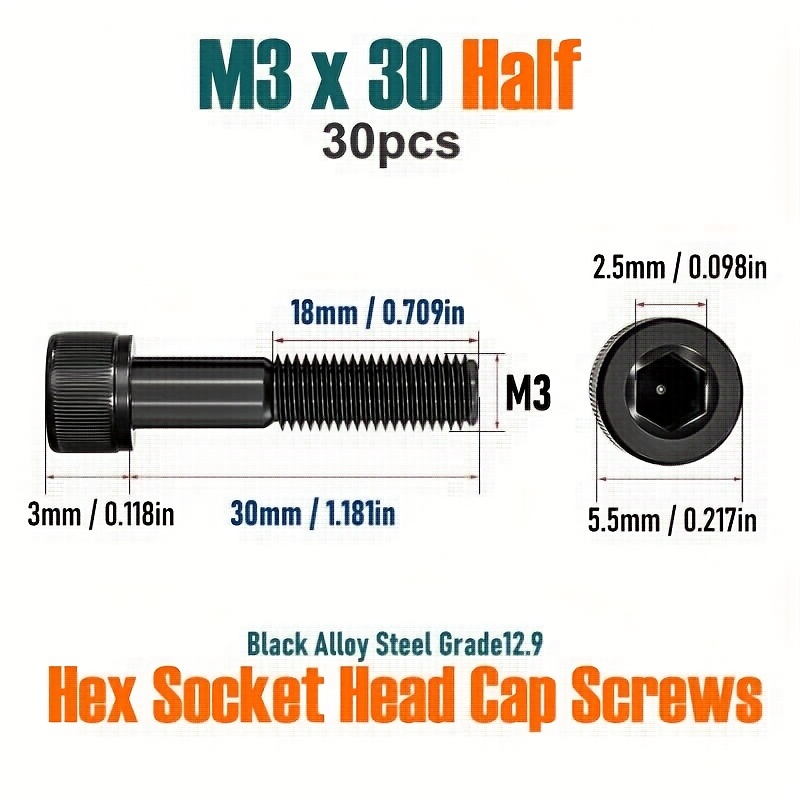 50Pcs Socket Head Cap Screws -
