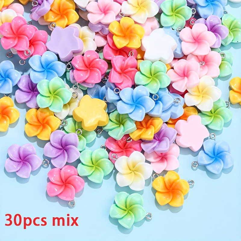 E-shop 30/50 Stück gemischte Harz-Blumenanhänger, 3D-Weichselblüten-Anhänger, bunte Blumenohrringe, Damen-Anhänger-Halsketten, Ohrringe, Armbänder für