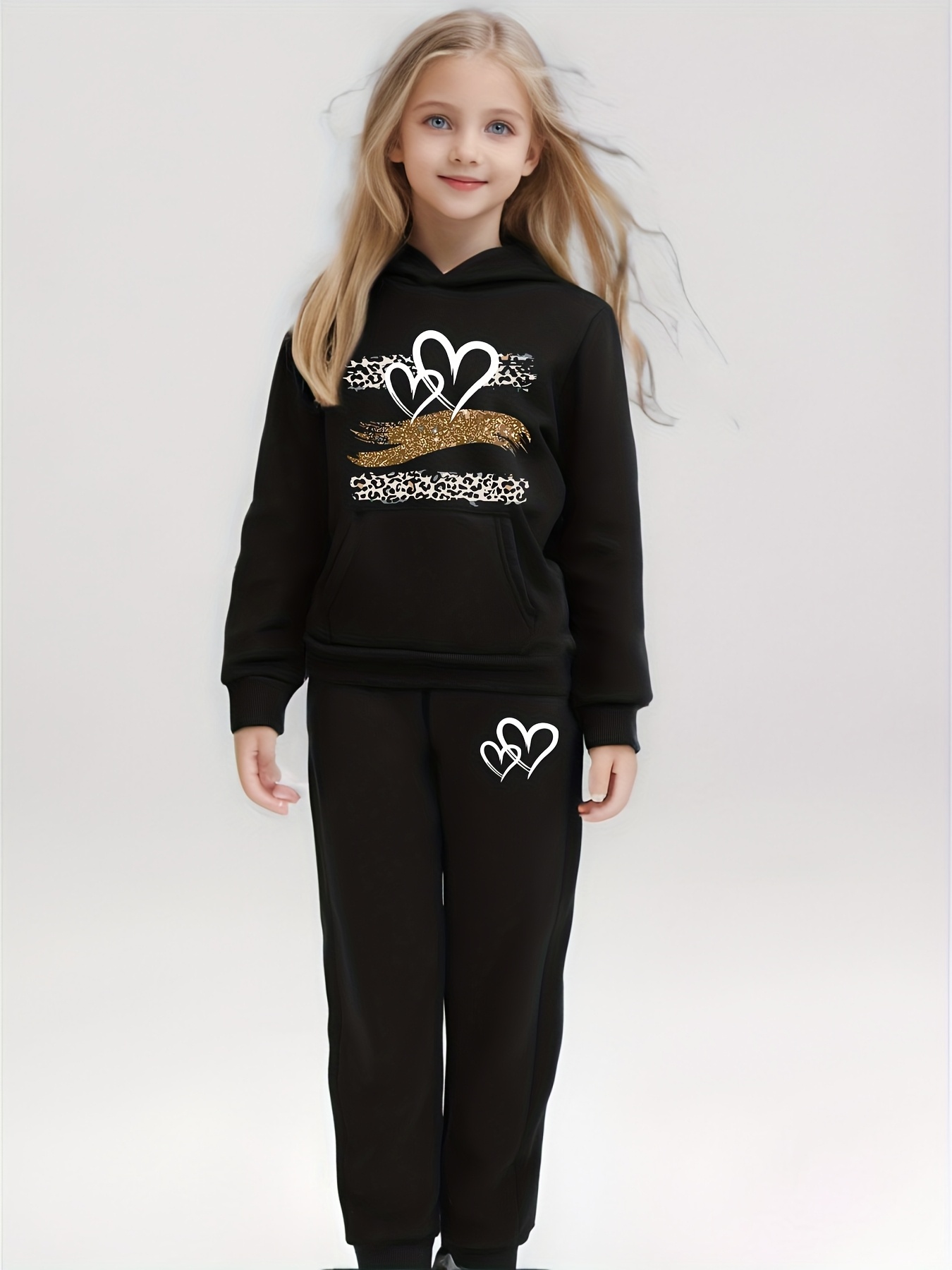 Ensemble Vêtement Fille 1-5 Ans - Haut Manches Longues + Pantalon évasé Léopard, Doux Et Confortable, Taille élastique
