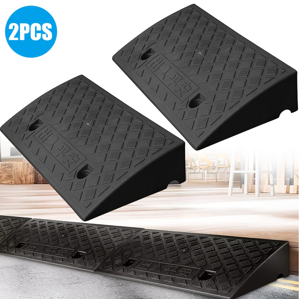 TEMU 2pcs Durable Plastic Slope Pad - Versatile For Roadside, Steps, Curb & Car Threshold - Enhances Safety With Uphill Climbing , Roadside, Curb,