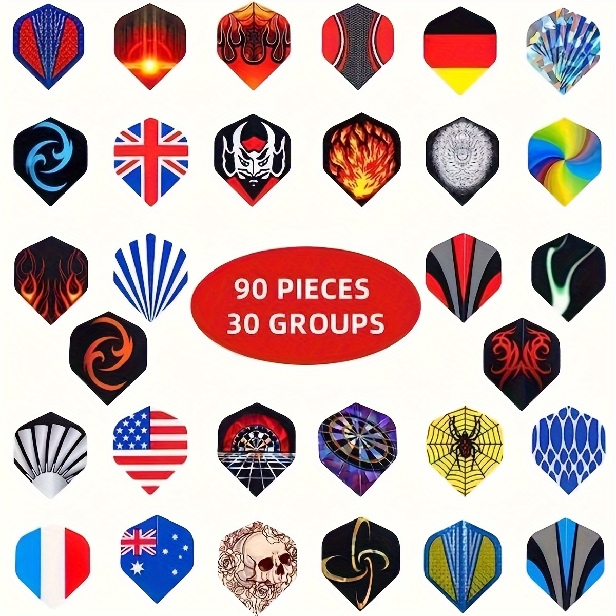 Assortiment van 90 dartflights