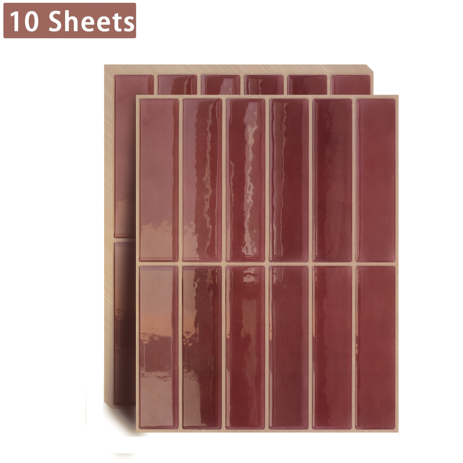 E-shop 1/10 Blätter SHINYHOME Selbstklebende Burgunder Glanz--Fliesen, Abzieh- Klebe-Rückwand für Küchen- Badezimmerwände, Wasserdicht, Ölbeständig,