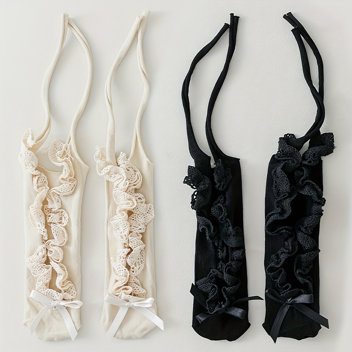 E-shop 1/2 Paar Spitzensocken für Damen, Schwarz-Weiße Spitzen-Boots-Socken, Spitzenbänder, Dünner Ballett-Stil für Frühling und Sommer, Mädchenhaftes