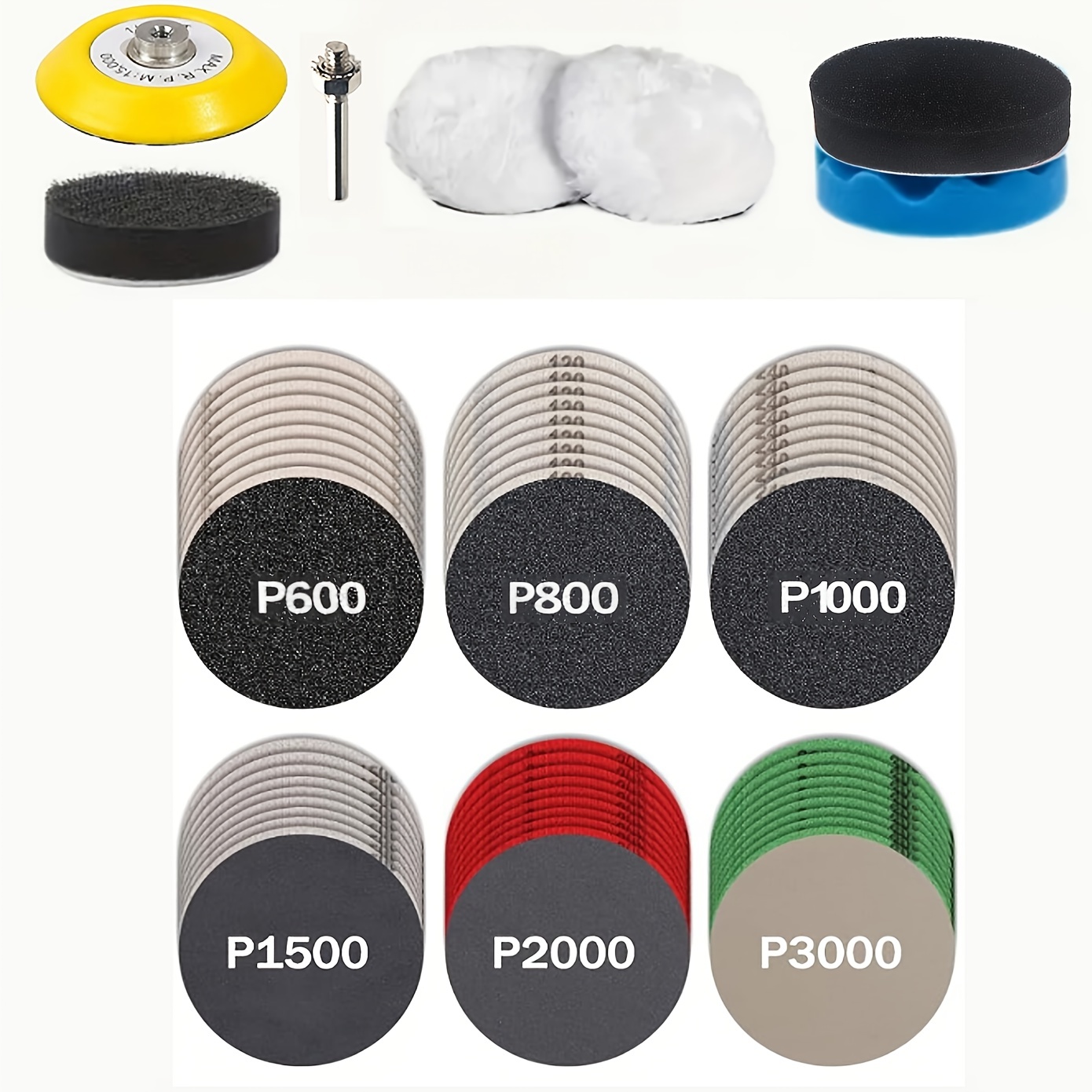 TEMU 67pcs Headlight Restoration And Renewal Kit, 3-inch 75mm Car Polishing Pad, Waxing Sponge Polishing Pad With Sandpaper For Auto Detailing