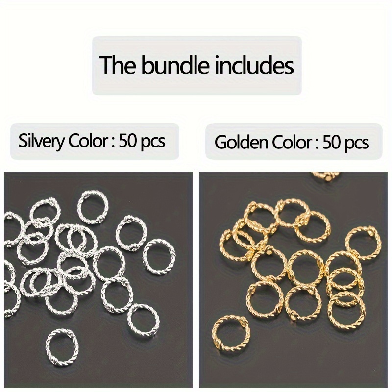 TEMU 100pcs/50pcs 9mm/8mm/6mm Anillos Plateados Para Cuentas Para Collar, Pulsera, Pendientes Y Accesorios De Joyería DIY