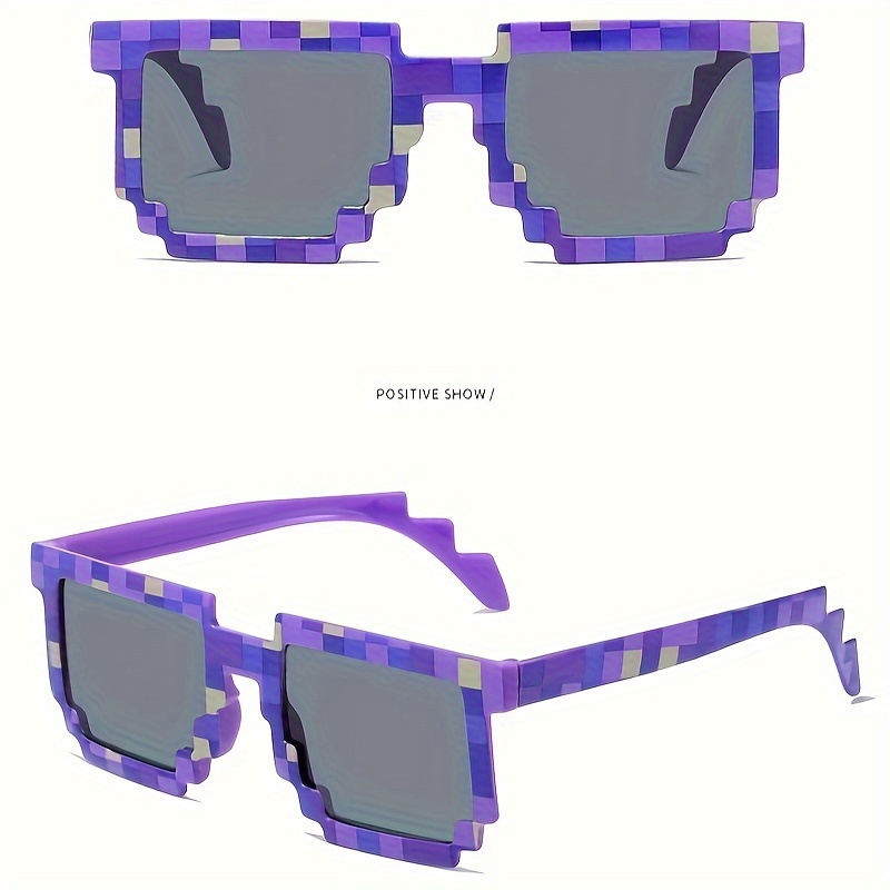 Funny Anime Women Men Glasses Sunglasses Mosaic Pixel 8 Bit Sun Black  Cosplay Eyewear Prop