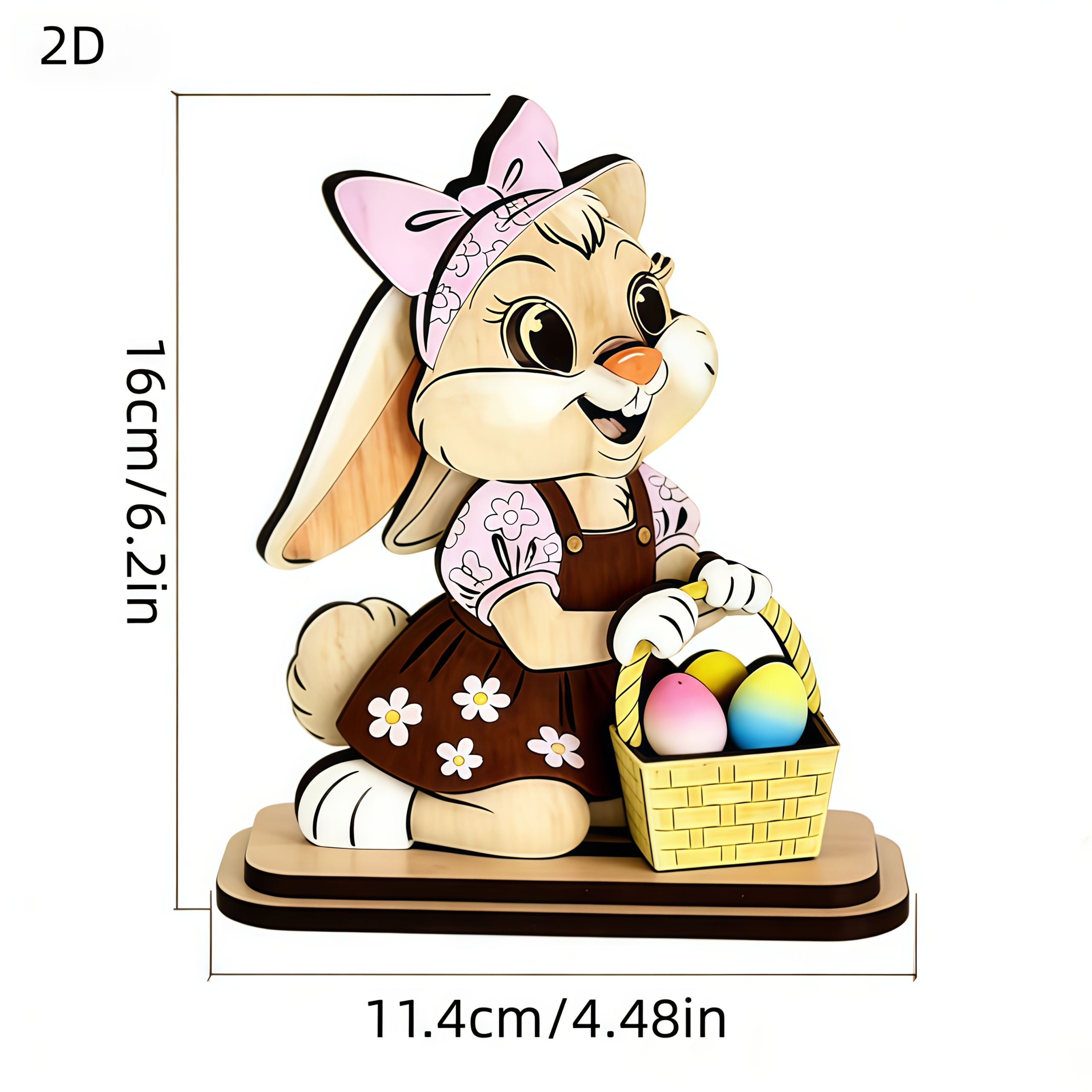 2d Flat - 1pc - 2d Easter Wooden Egg | Classic Manufactured Wood Decor For Home, Office, And Bedroom, Perfect Gift For
