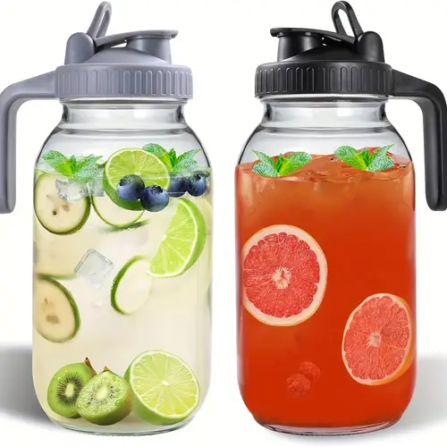 2pcs clear glass zapper large capacity thickened glass large diameter and wide mouth for easy rinsing sealed leak proof glass with lid glass with handle refridgable glass zapper