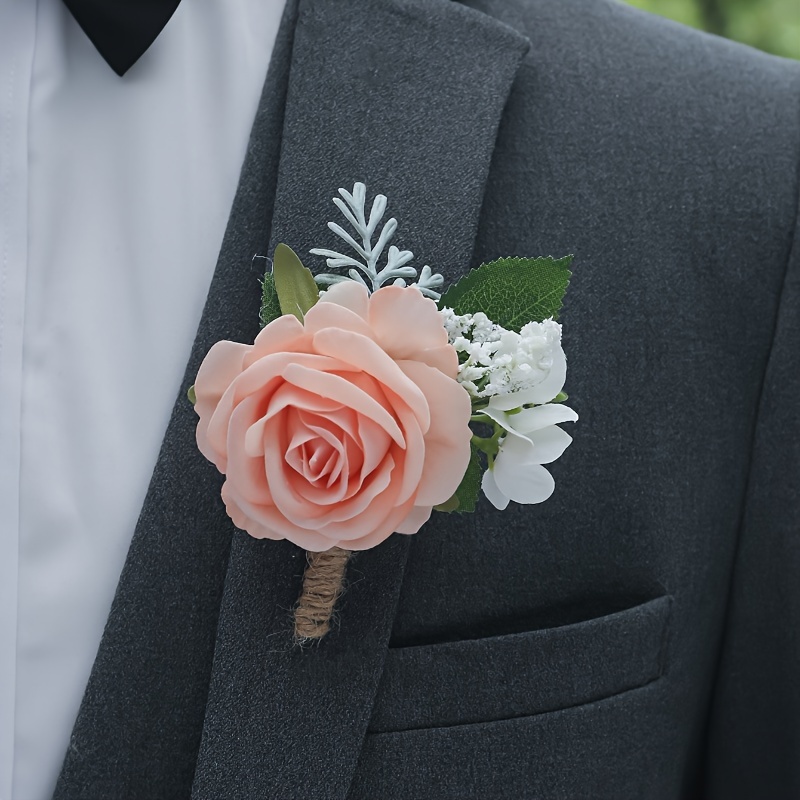 pieza de boutonniere elegante y follaje Estilo bohemio de flores de  poliéster para aniversarios formales, accesori