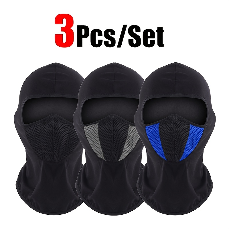 TEMU 3pcs Outdoor Four- Hood For Men And Women, Motorcycle And Bicycle Riding Mask, Breathable And Warm Face Protection, Windproof And Dustproof