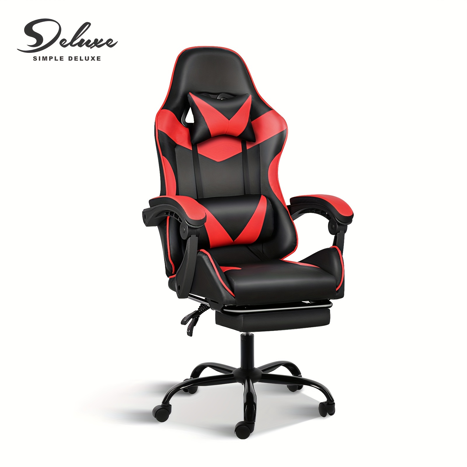 

Simple Deuluxe Gaming Chair, Ergonomic Office Chair, High Back Computer Chair, Adjustable Swivel Leather Desk Chair, Mesh Task Chair With Headrest And Lumbar Support