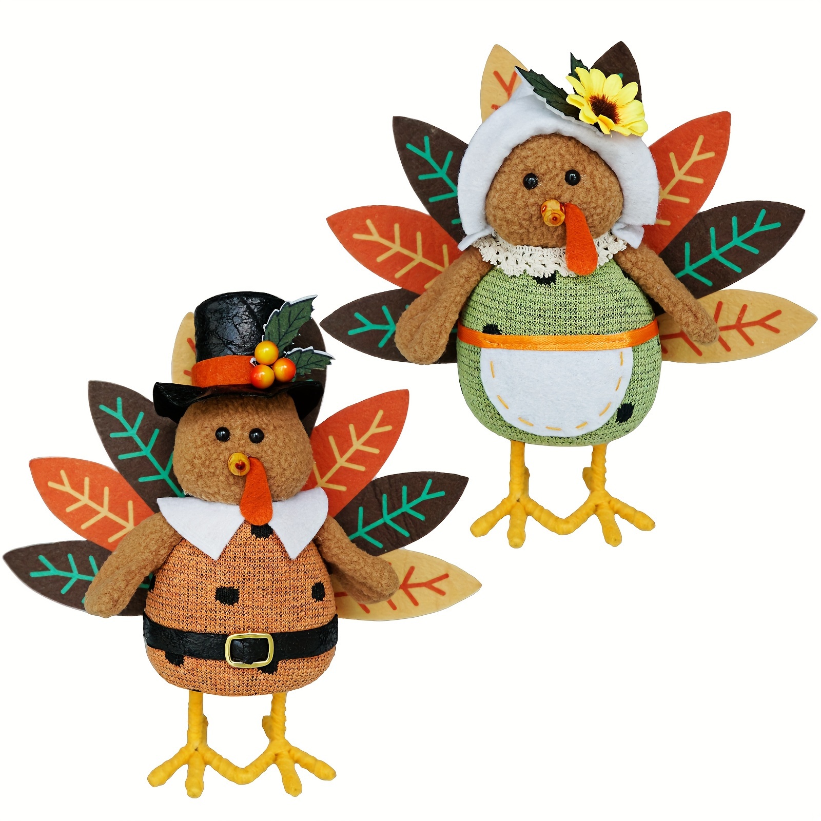 

Boho Felt Turkey Figurines - 2 Pack, Handcrafted Thanksgiving Decorations, Autumn Harvest Festival And Fall Seasonal Decor, Perfect For Halloween And Christmas Display Without Electricity