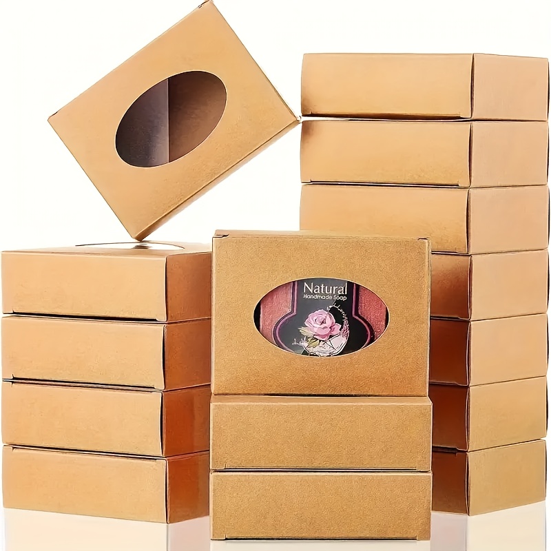 Image of Gift For Her/him 50pcs Pack Of Windowed Soap Boxes, Oval Packaging, Suitable For Soap, Jewelry And Crafts, Perfect For Father's Day, Mother's Day And Harvest Celebrations, Christmas, Halloween