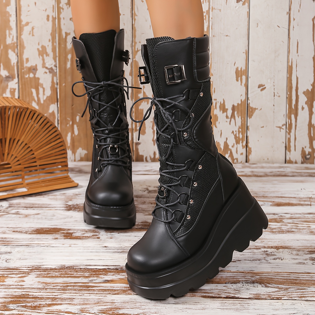 Damen Stiefeletten Motorradstiefel Mit Hohem Absatz Damen Zehen