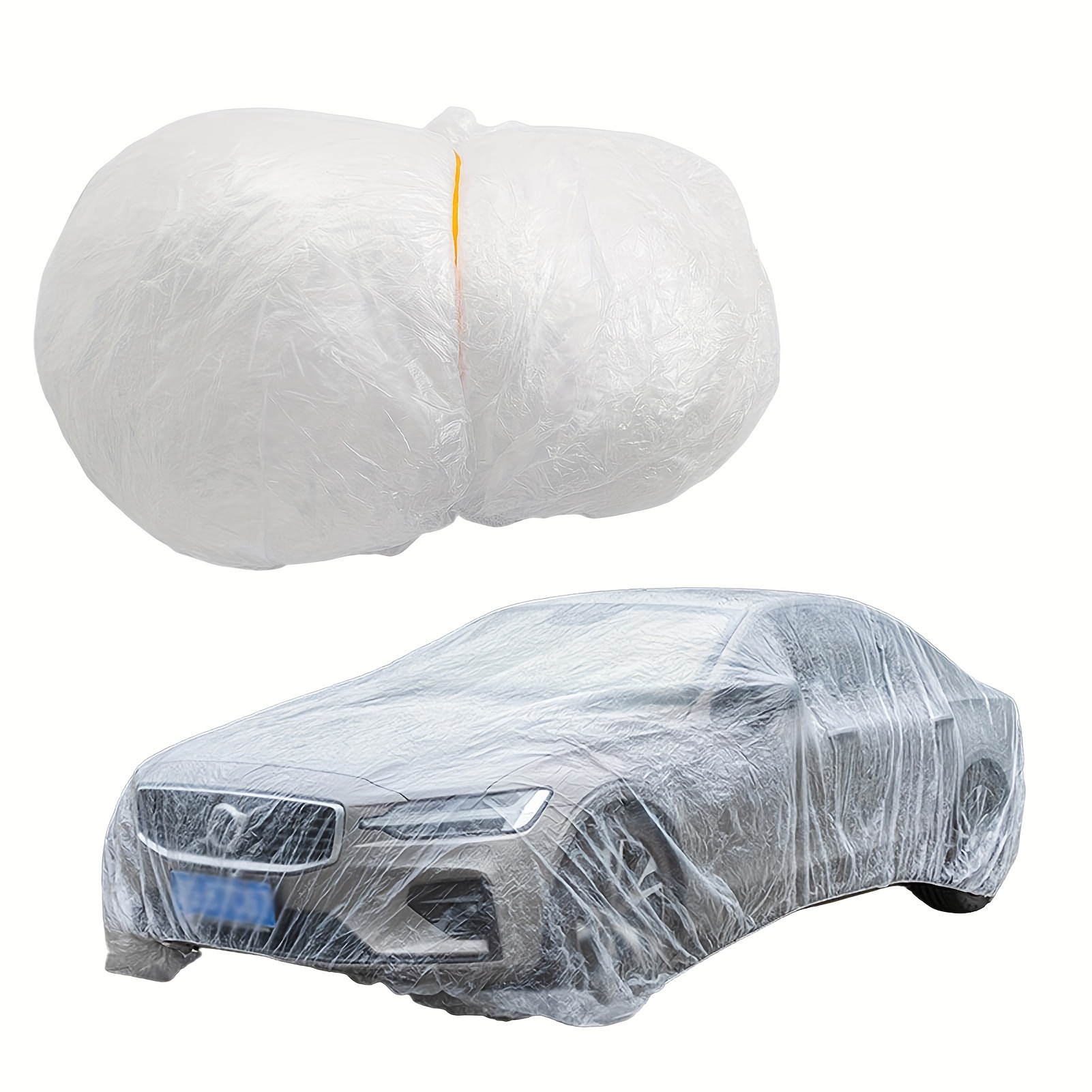 

Cozypanda Universal Fit Disposable Car Cover With Band, Transparent Pe Film Full Vehicle Protection For Sedan, Suv And Most Brands - Weatherproof Indoor Outdoor Use